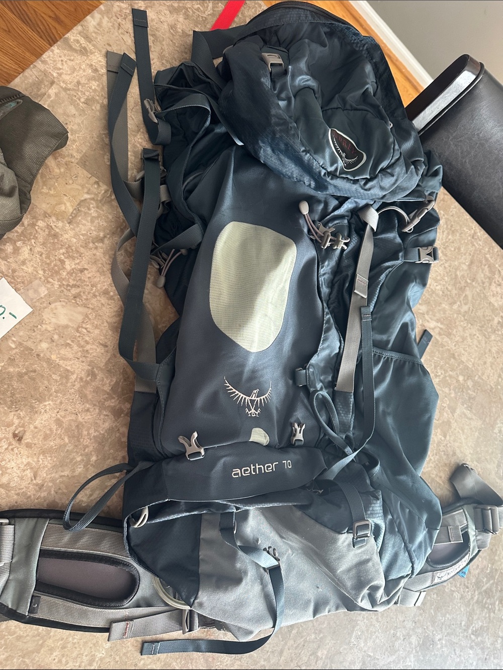 OSPREY Aether 70 Backpack in dark teal and gray